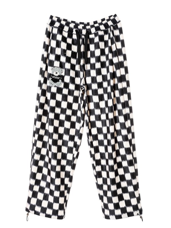 CHECKED TEDDY PANTS