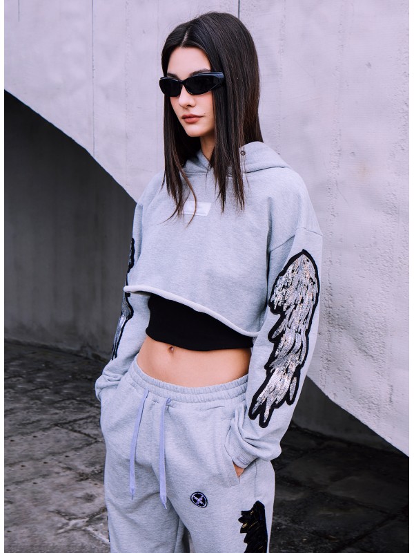 WINGS CROPPED HOODIE