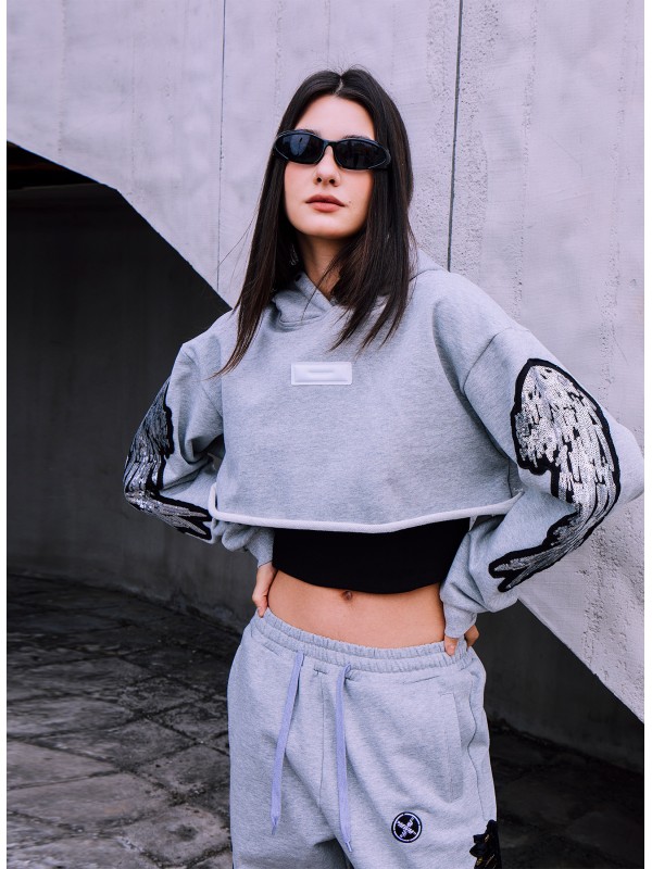 WINGS CROPPED HOODIE
