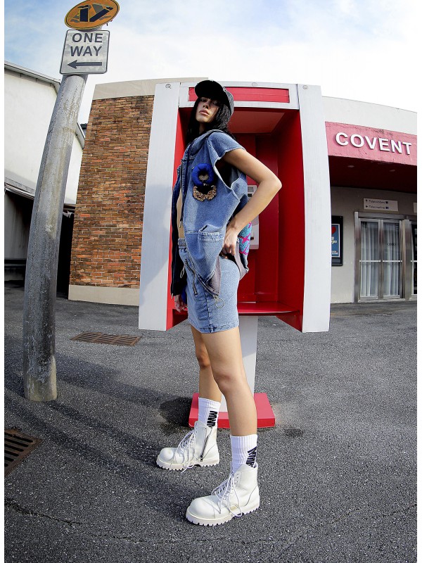 MWM TEDDY BEAR DENIM SKIRT