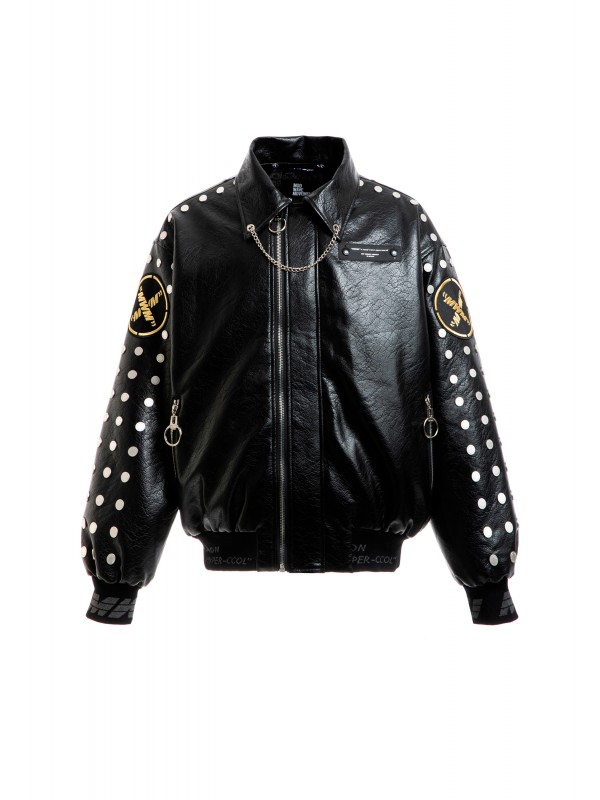 STRASS WINGS LEATHER JACKET