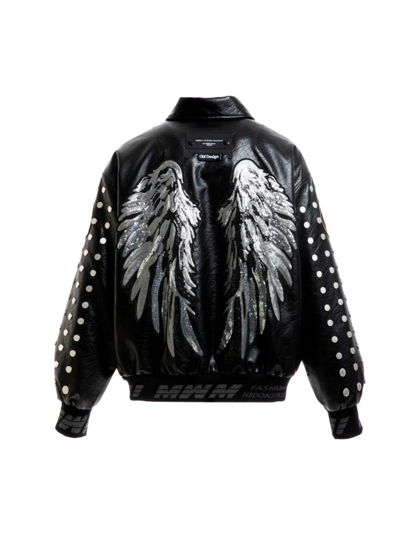STRASS WINGS LEATHER JACKET