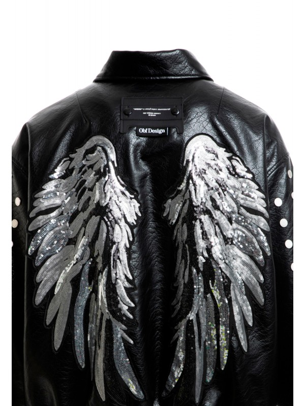 STRASS WINGS LEATHER JACKET