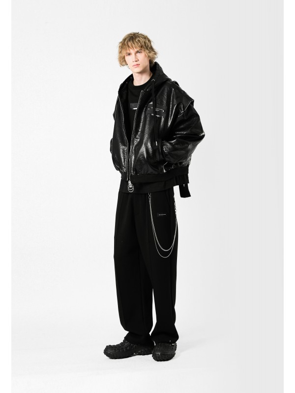 MWM LEATHER HOODIE JACKET