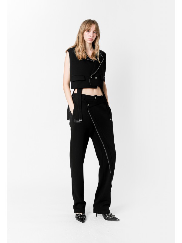 MWM ZIP DETAIL ASYMMETRIC PANTS