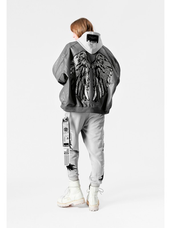 STRASS WINGS LEATHER JACKET