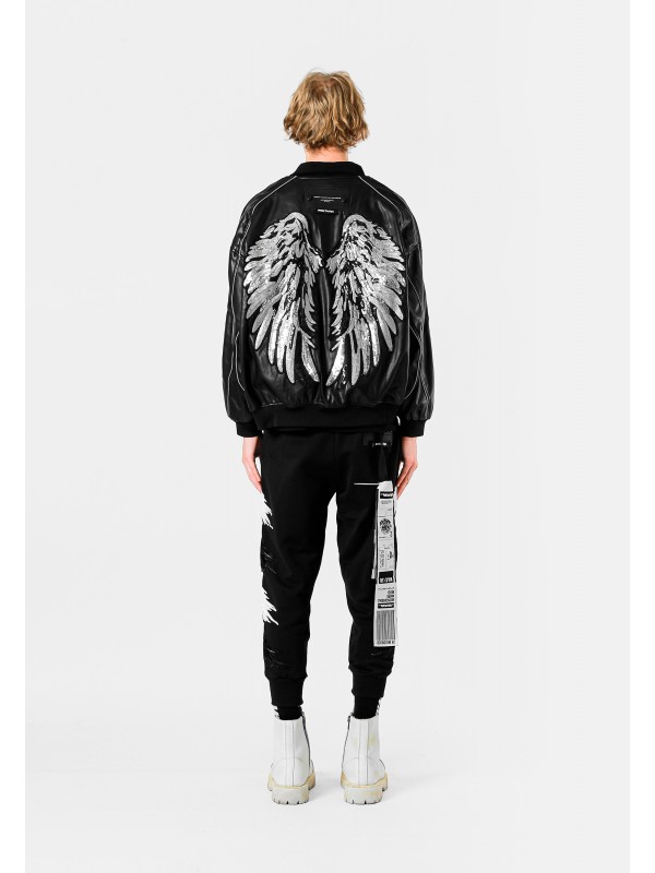 STRASS WINGS LEATHER JACKET