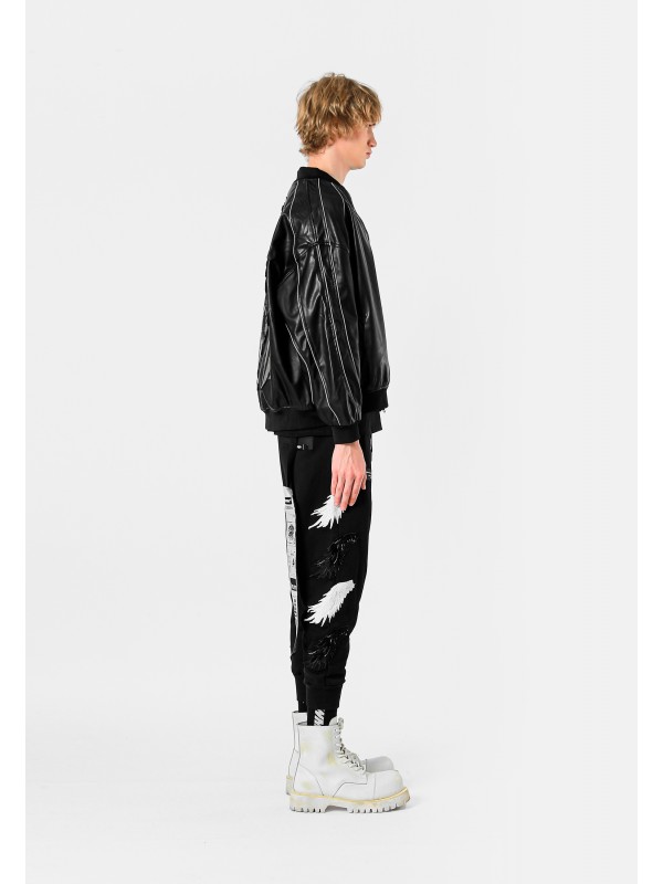 STRASS WINGS LEATHER JACKET