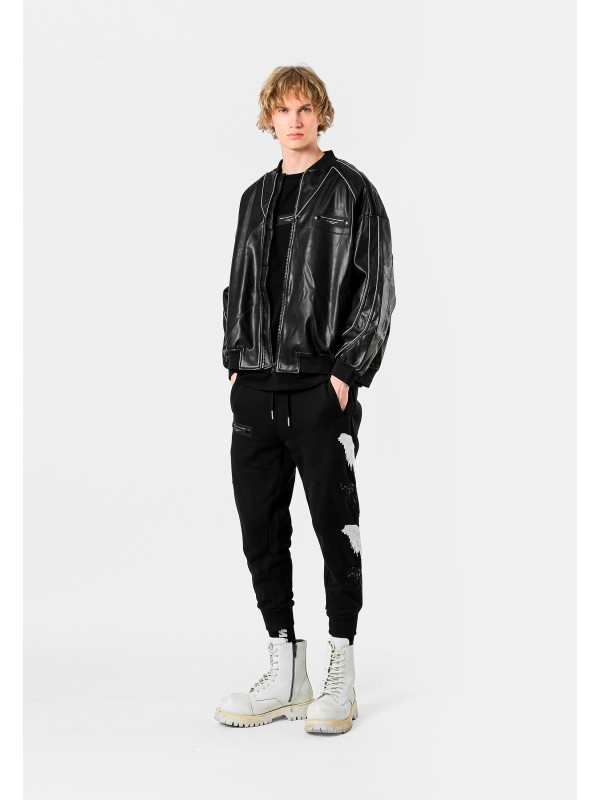 STRASS WINGS LEATHER JACKET