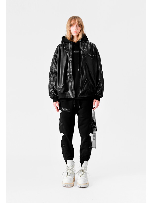 STRASS WINGS LEATHER JACKET