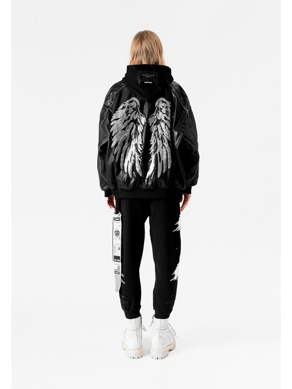 STRASS WINGS LEATHER JACKET