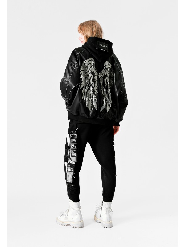STRASS WINGS LEATHER JACKET