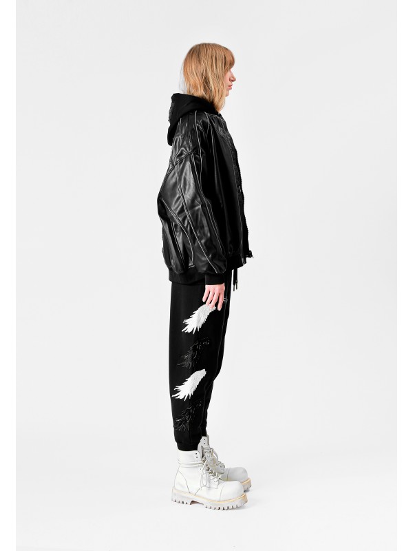 STRASS WINGS LEATHER JACKET