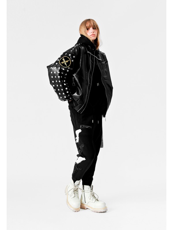 STRASS WINGS LEATHER JACKET