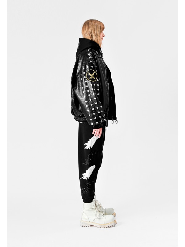 STRASS WINGS LEATHER JACKET
