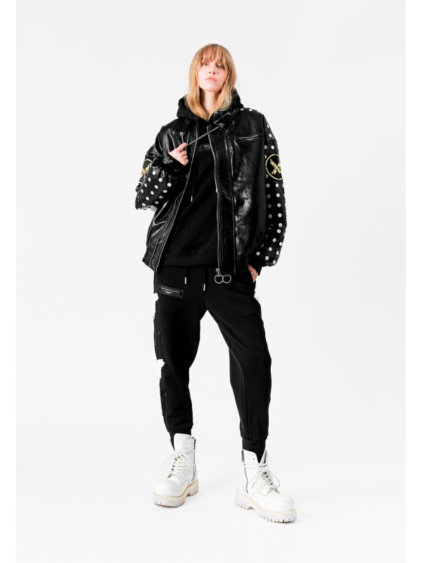 STRASS WINGS LEATHER JACKET