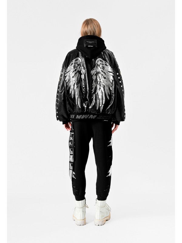 STRASS WINGS LEATHER JACKET
