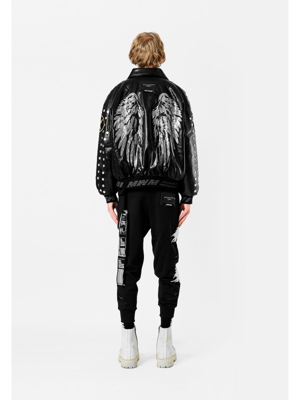 STRASS WINGS LEATHER JACKET
