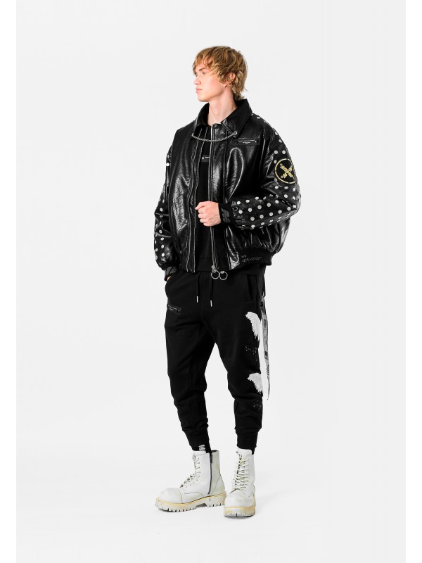 STRASS WINGS LEATHER JACKET