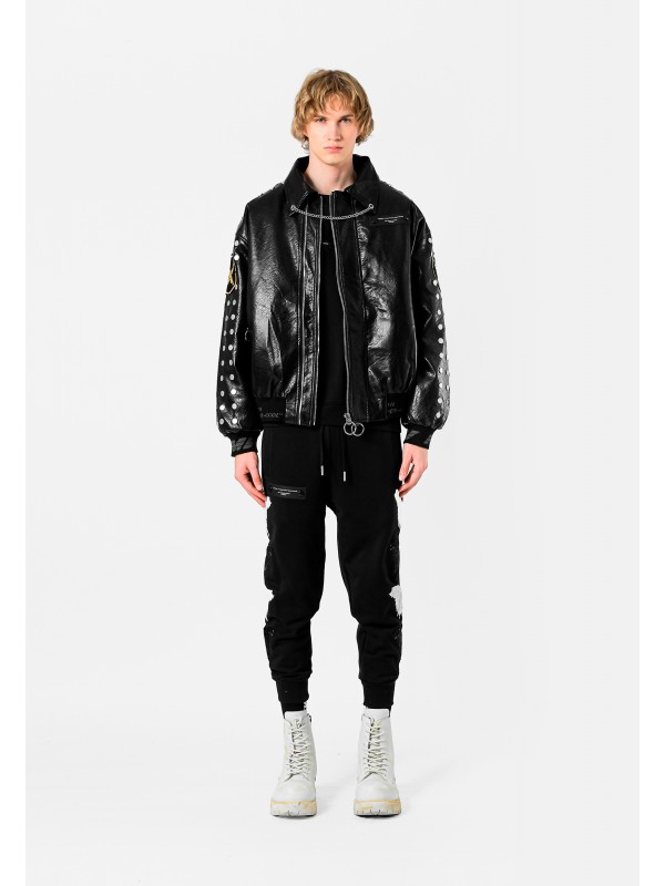 STRASS WINGS LEATHER JACKET