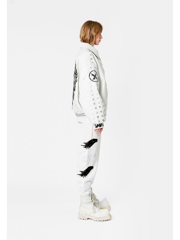 STRASS WINGS LEATHER JACKET