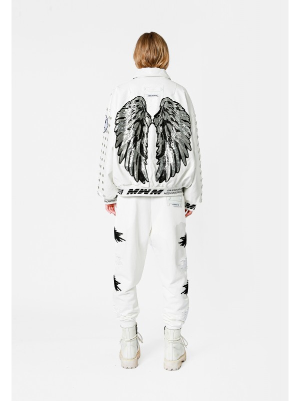STRASS WINGS LEATHER JACKET