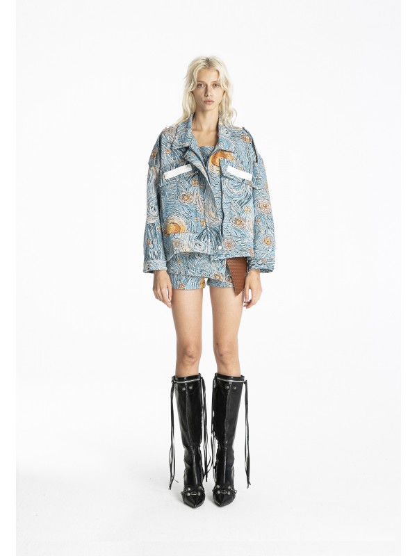 MWM TAPESTRY DENIM JACKET WITH LEATHER DETAIL