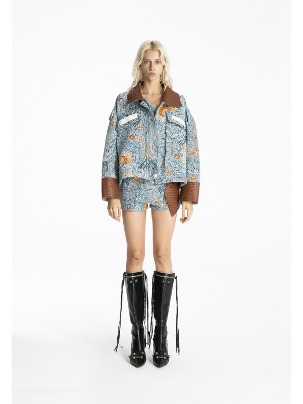 MWM TAPESTRY DENIM JACKET WITH LEATHER DETAIL