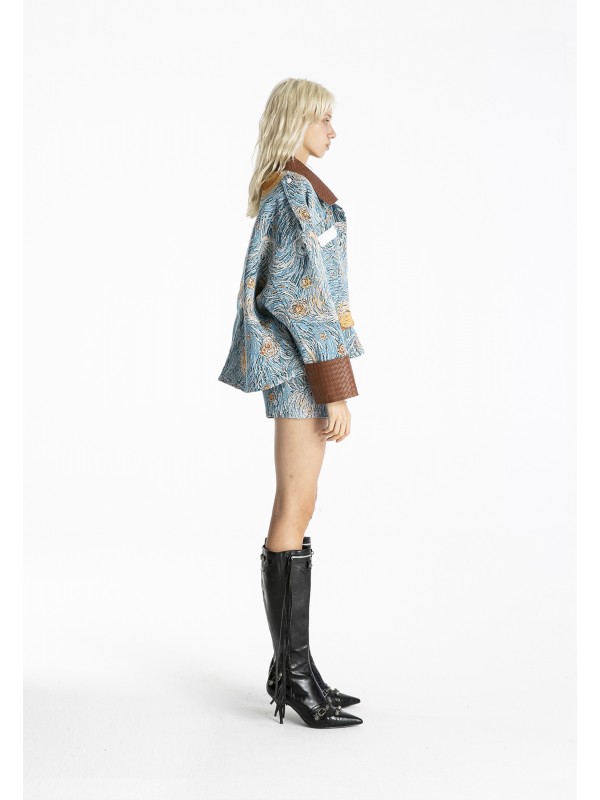 MWM TAPESTRY DENIM JACKET WITH LEATHER DETAIL
