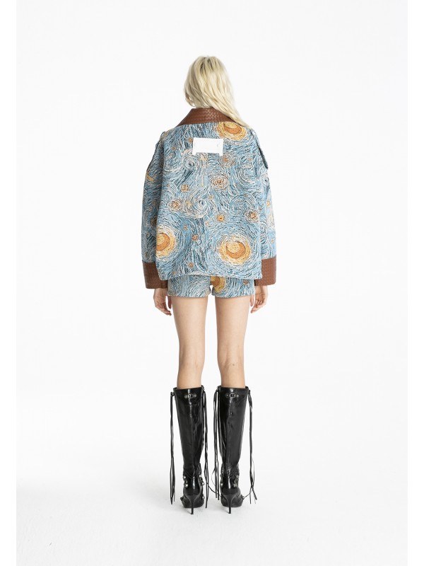 MWM TAPESTRY DENIM JACKET WITH LEATHER DETAIL