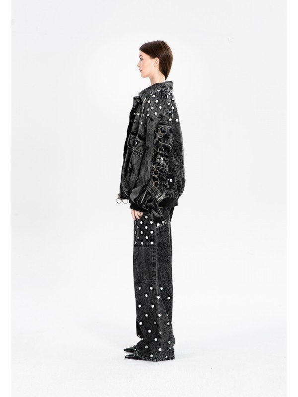 MWM WIDE LEG CARGO DENIM PANTS