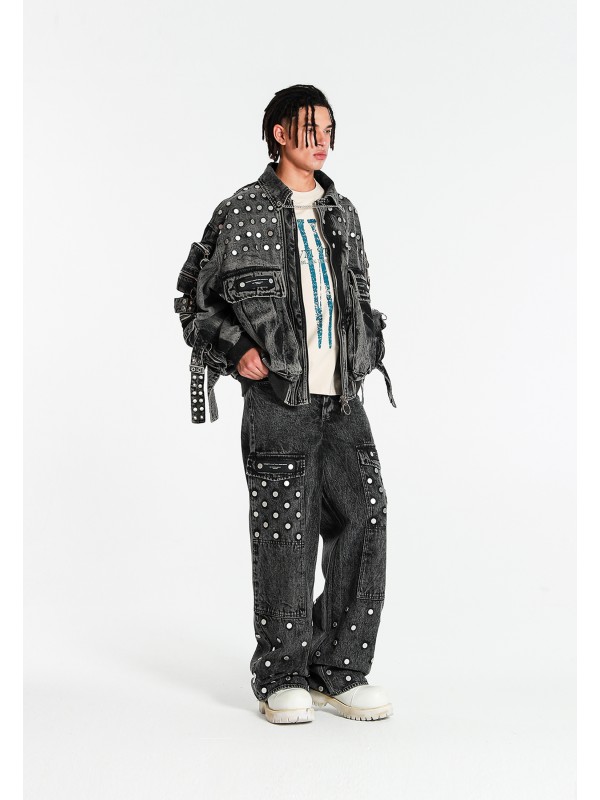 MWM WIDE LEG CARGO DENIM PANTS