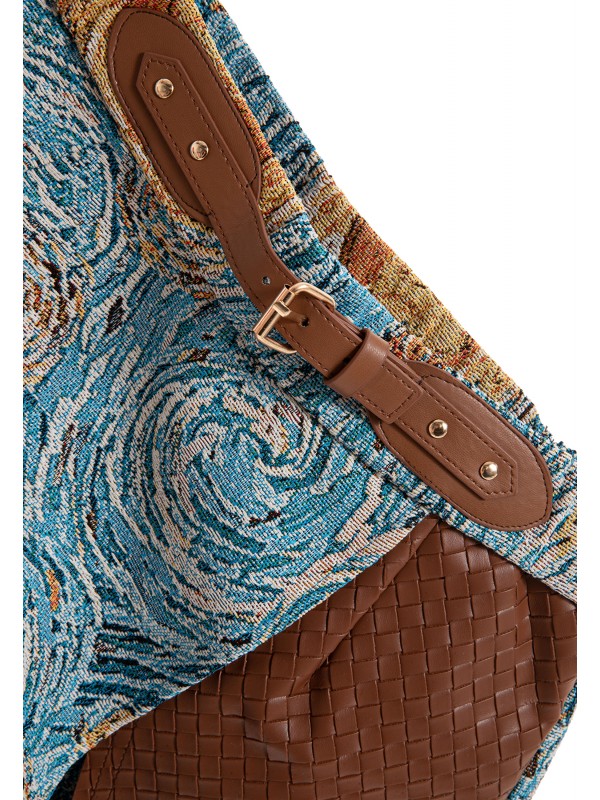 MWM TAPESTRY DENIM SHORTS WITH LEATHER DETAIL