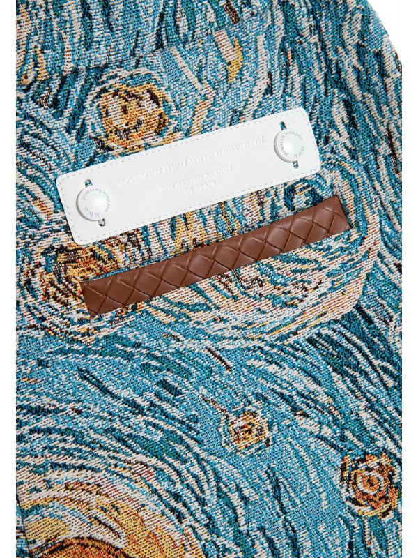 MWM TAPESTRY DENIM SHORTS WITH LEATHER DETAIL