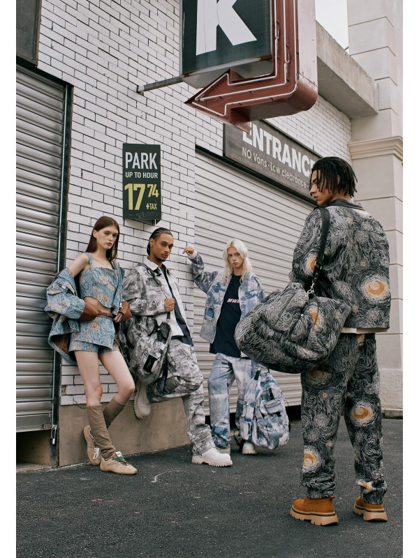 MWM TAPESTRY DENIM SHORTS WITH LEATHER DETAIL