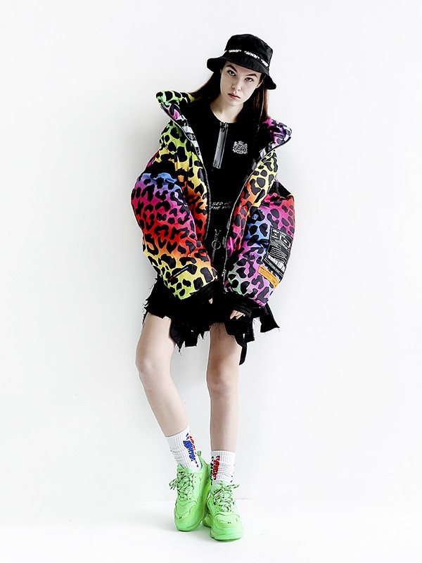 ANIMAL PRINT PUFFER COAT
