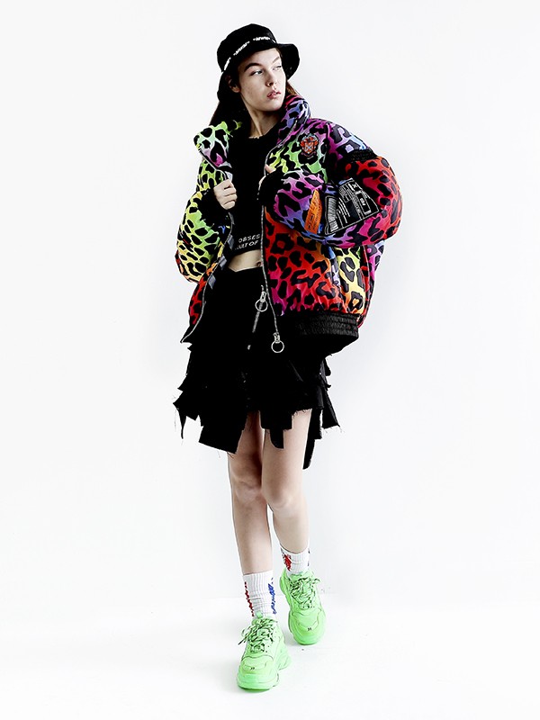 ANIMAL PRINT PUFFER COAT