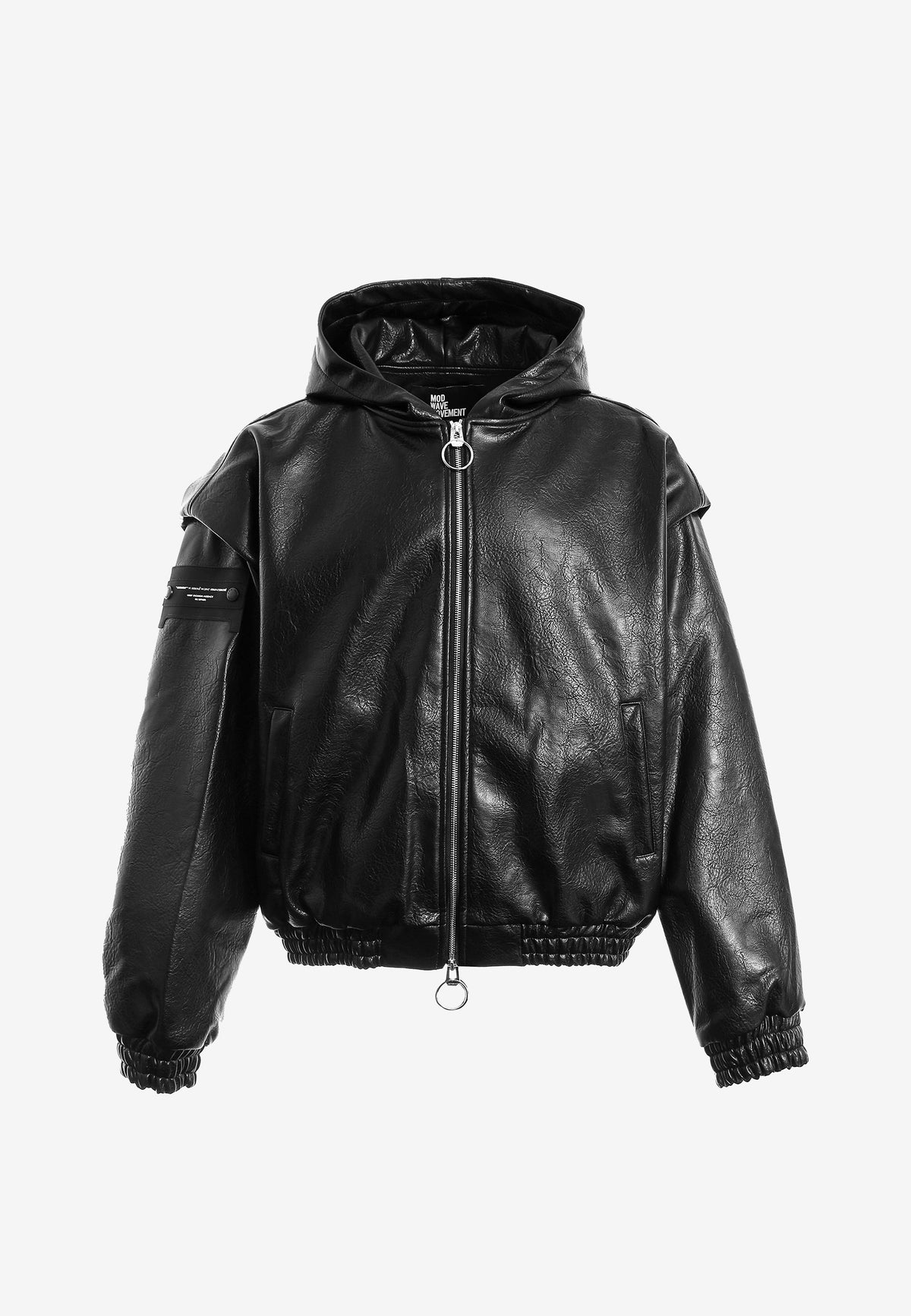 Chaqueta Bomber efecto piel con capucha y hombreras | MWM [PS_COLORS:BLACK]