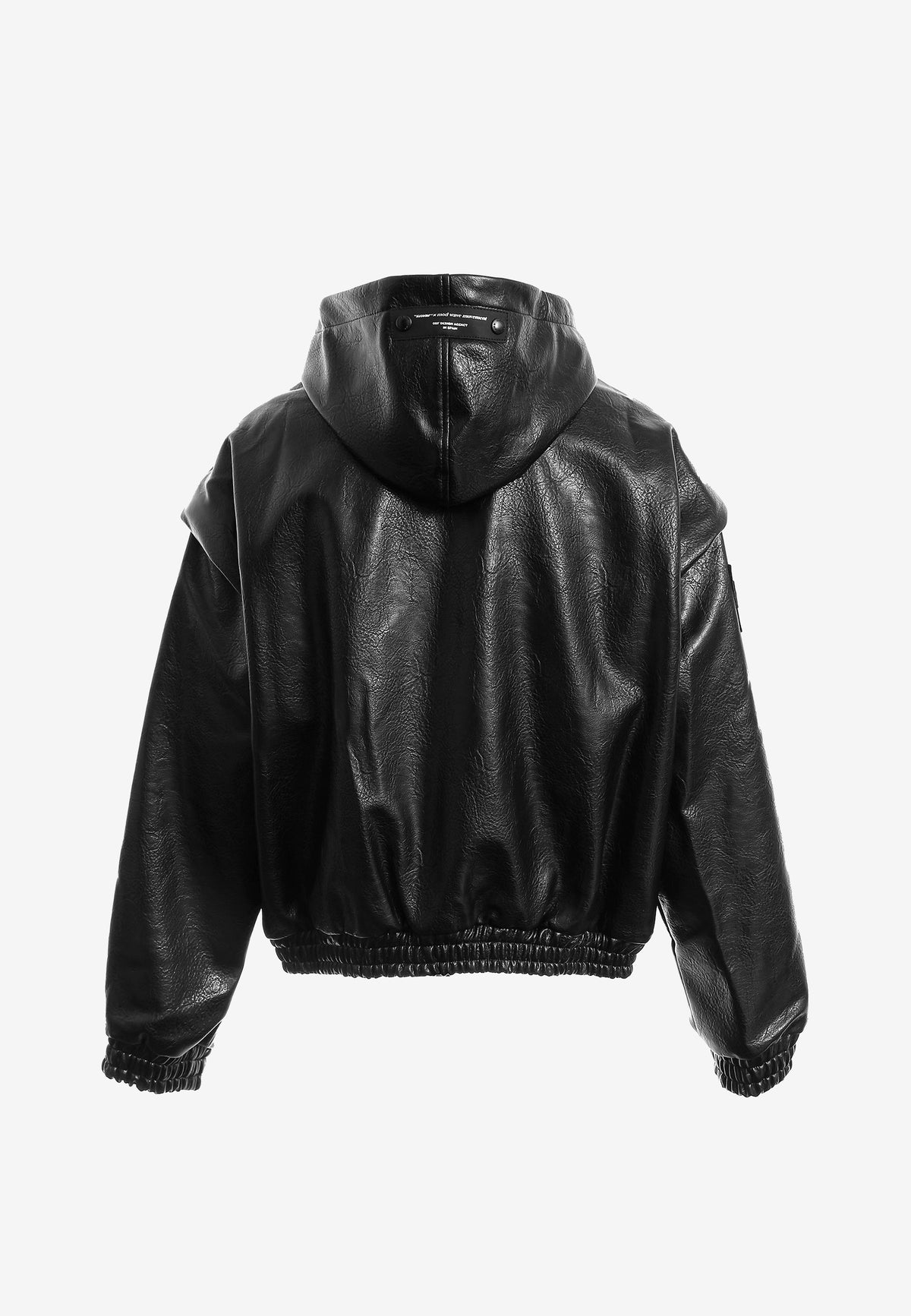 Chaqueta Bomber efecto piel con capucha y hombreras | MWM [PS_COLORS:BLACK]