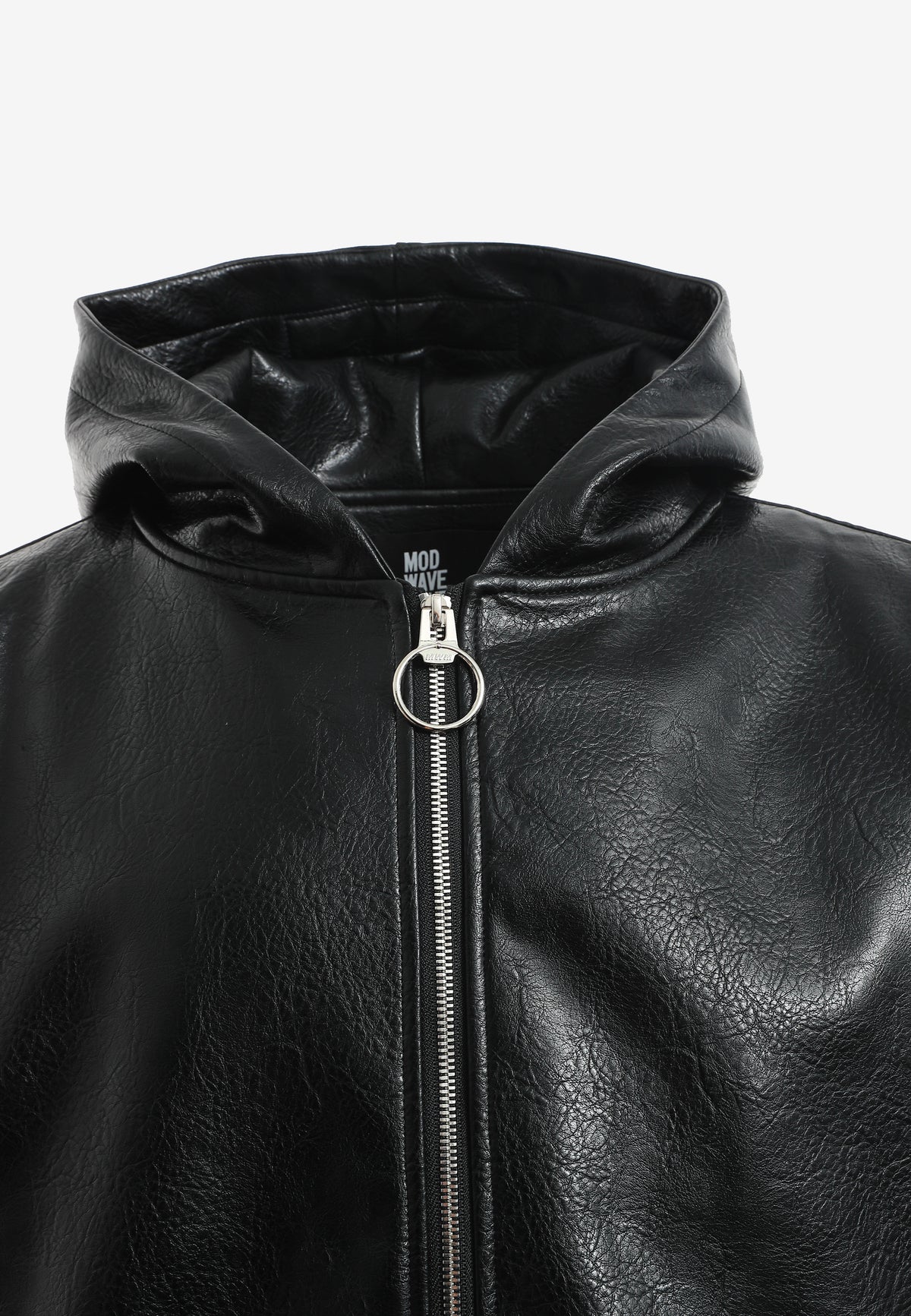 Chaqueta Bomber efecto piel con capucha y hombreras | MWM [PS_COLORS:BLACK]