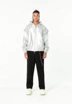 Chaqueta Bomber efecto piel con capucha y hombreras | MWM [PS_COLORS:SILVER]