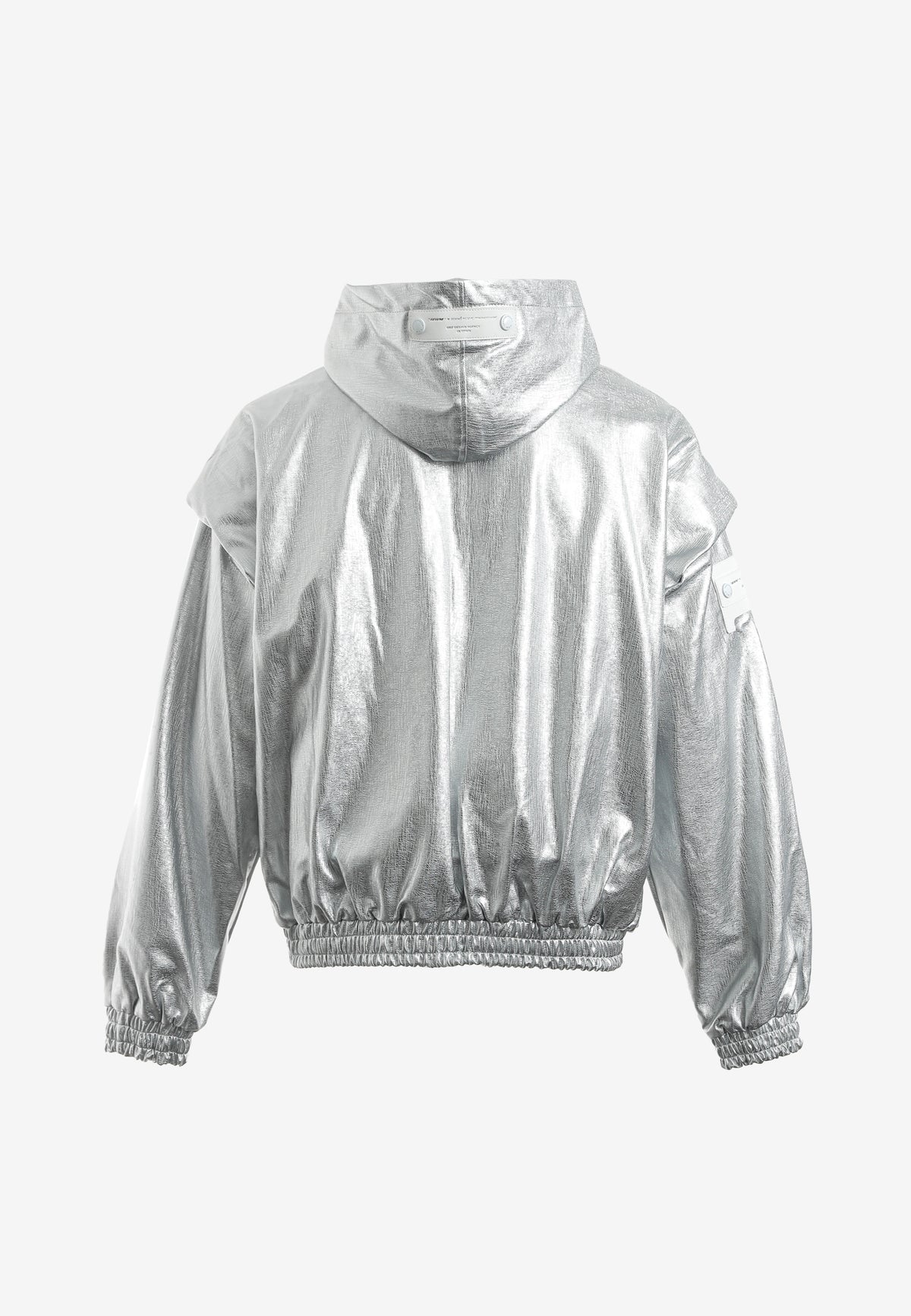 Chaqueta Bomber efecto piel con capucha y hombreras | MWM [PS_COLORS:SILVER]