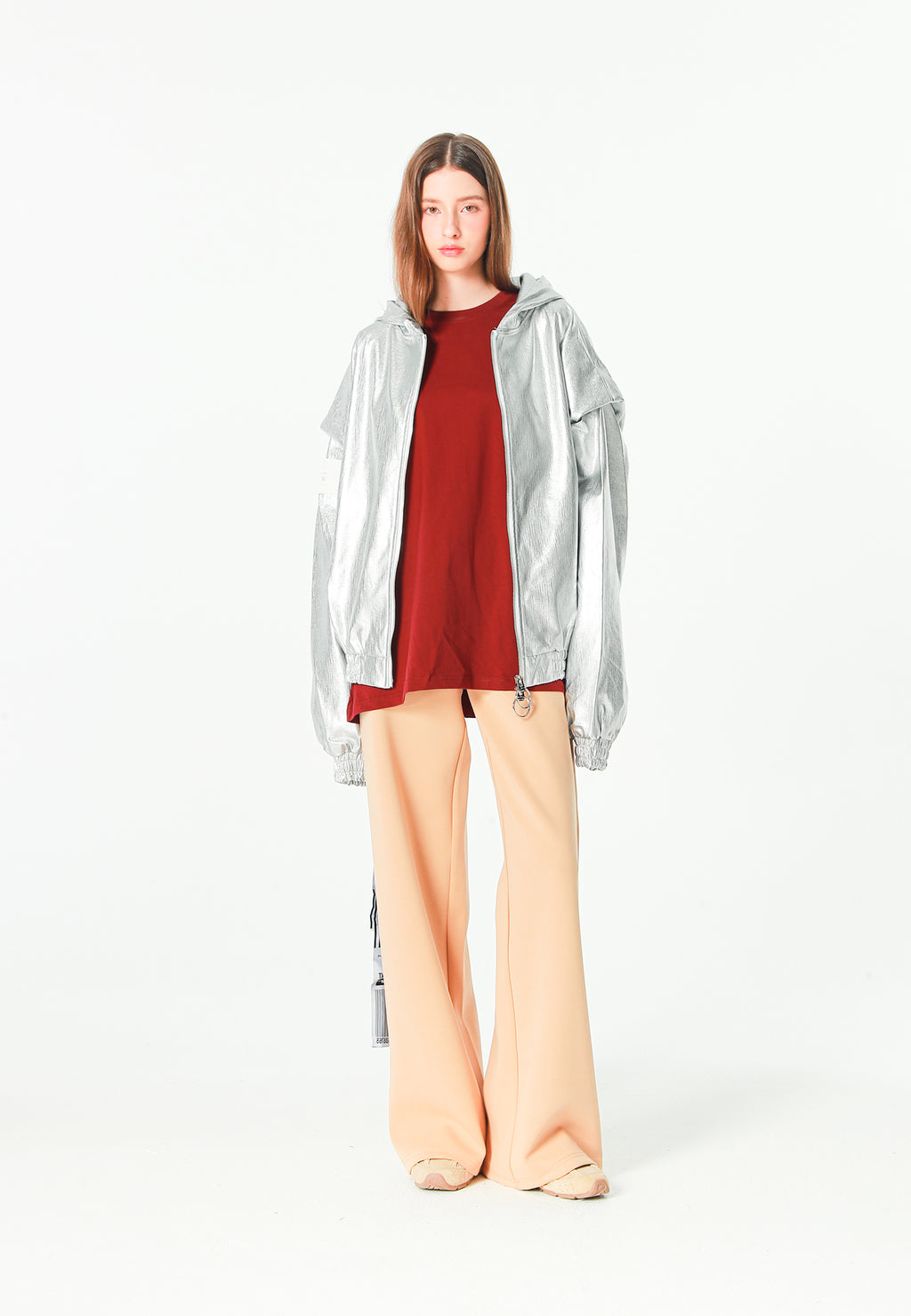 Chaqueta Bomber efecto piel con capucha y hombreras | MWM [PS_COLORS:SILVER]