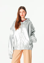 Chaqueta Bomber efecto piel con capucha y hombreras | MWM [PS_COLORS:SILVER]