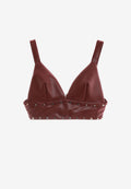 Top de efecto piel con escote pronunciado y tachuelas metálicas | MWM [PS_COLORS:BURGUNDY]
