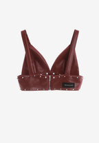 Top de efecto piel con escote pronunciado y tachuelas metálicas | MWM [PS_COLORS:BURGUNDY]