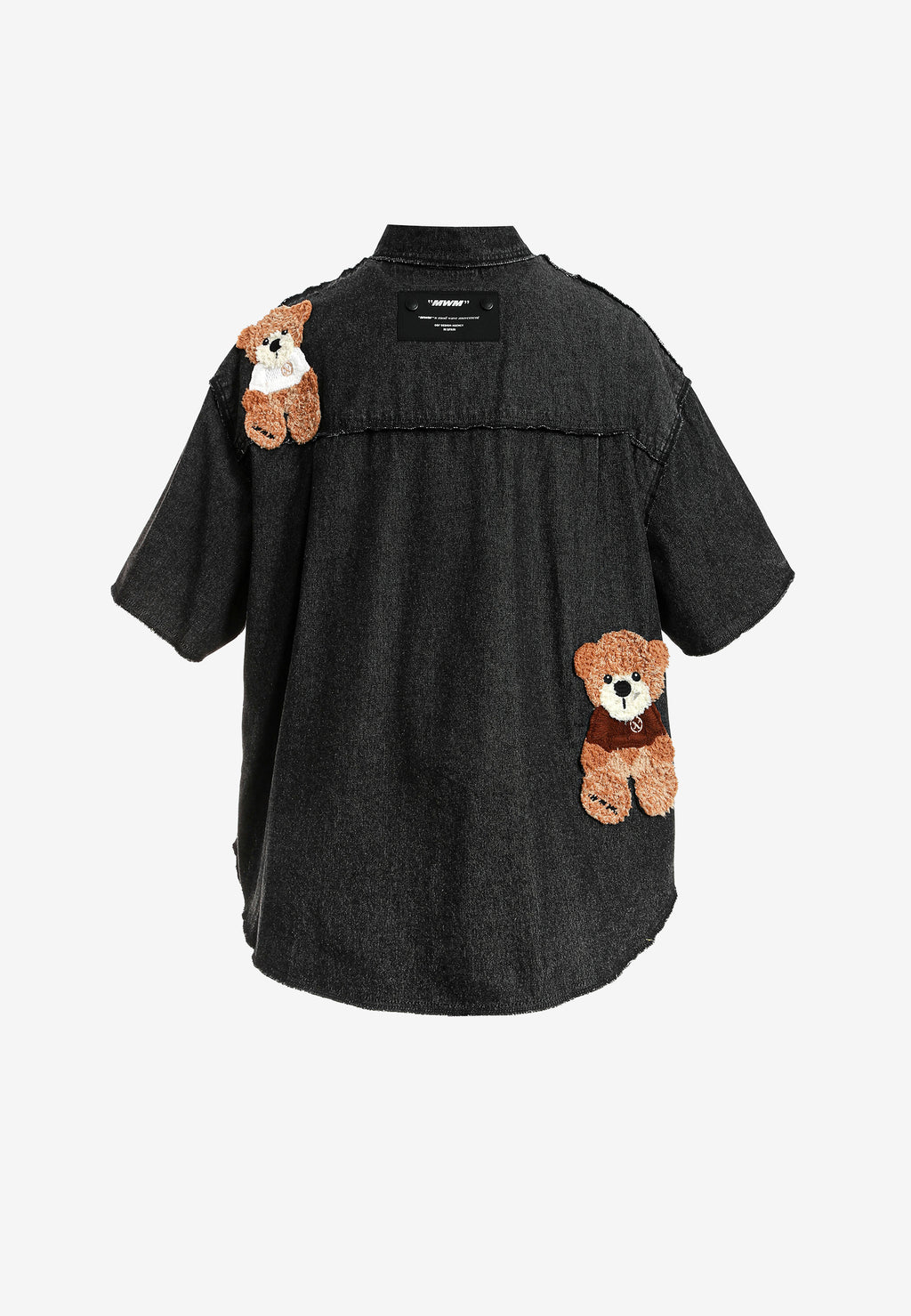 Camisa vaquera TEDDY de corte relajado con parches Teddy en frontal y espalda | MWM [PS_COLORS:BLACK]