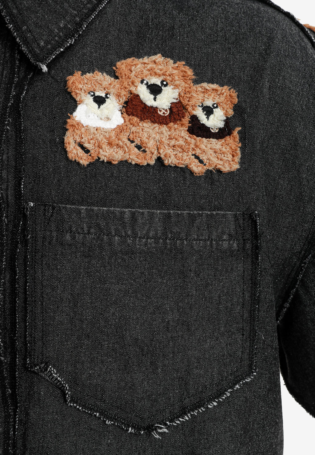 Camisa vaquera TEDDY de corte relajado con parches Teddy en frontal y espalda | MWM [PS_COLORS:BLACK]