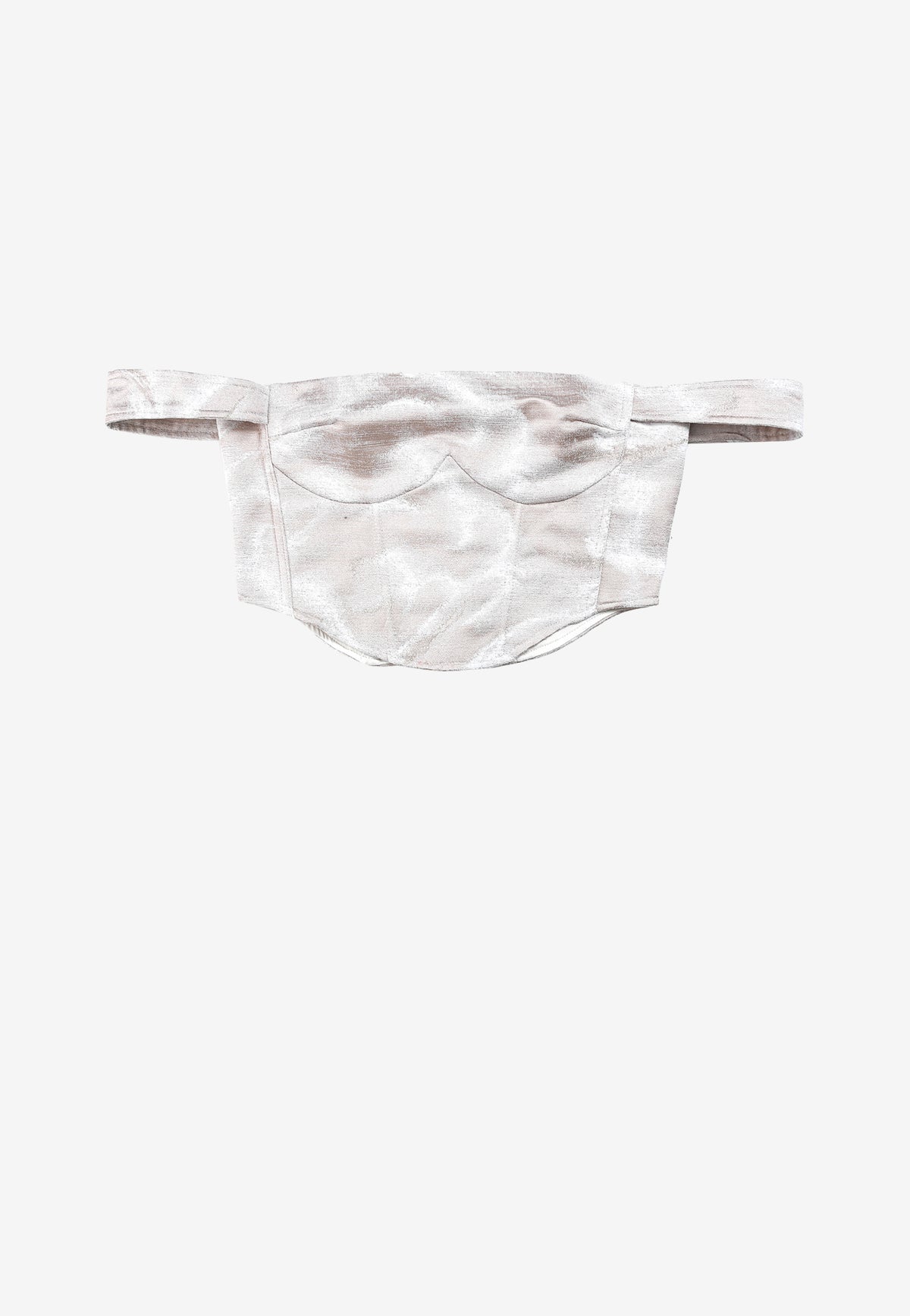 Top corsé en jacquard de chenilla con brillo y mangas caídas | MWM [PS_COLORS:IVORY]