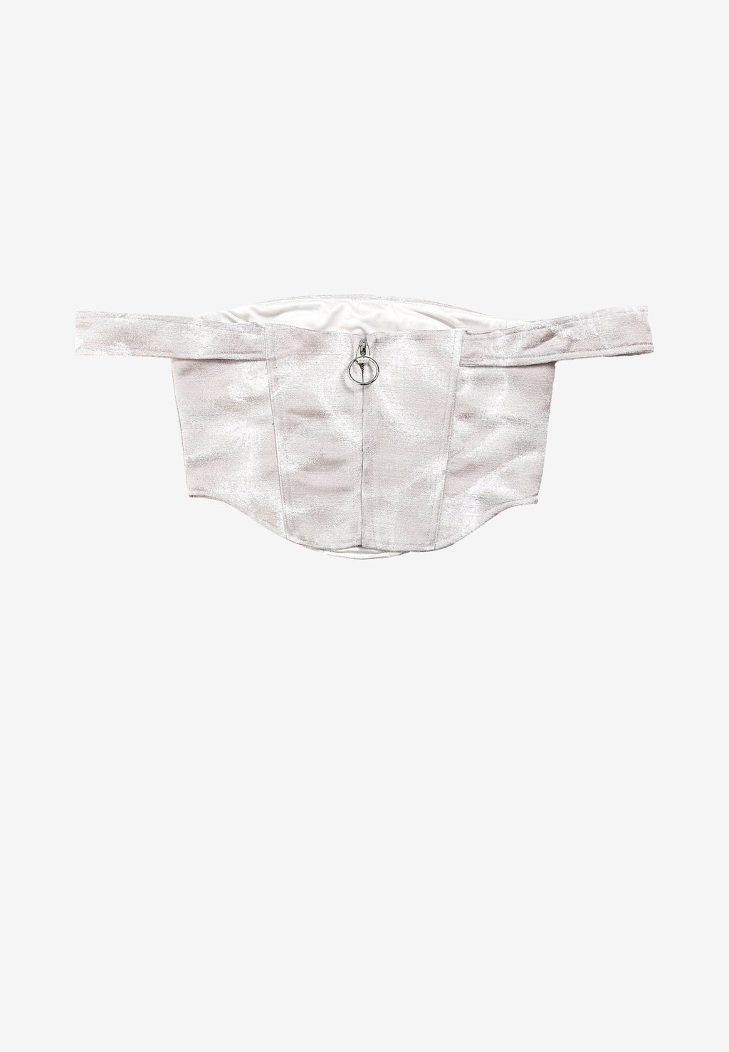 Top corsé en jacquard de chenilla con brillo y mangas caídas | MWM [PS_COLORS:IVORY]